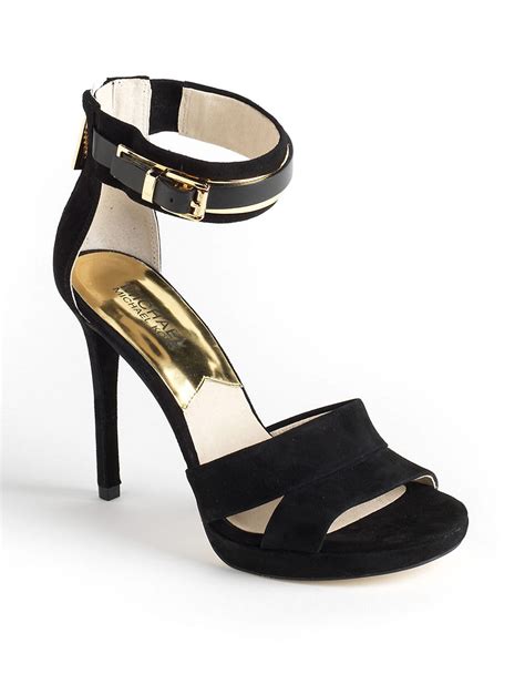 michael kors black studded sandals|Michael Kors black suede sandals.